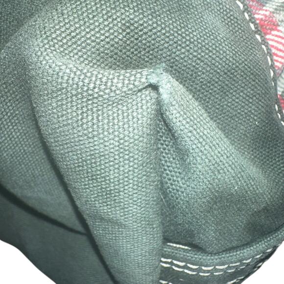 Lands’ End Plaid Canvas Tote Bag Red Green White Holiday Carryall - Picture 9 of 14
